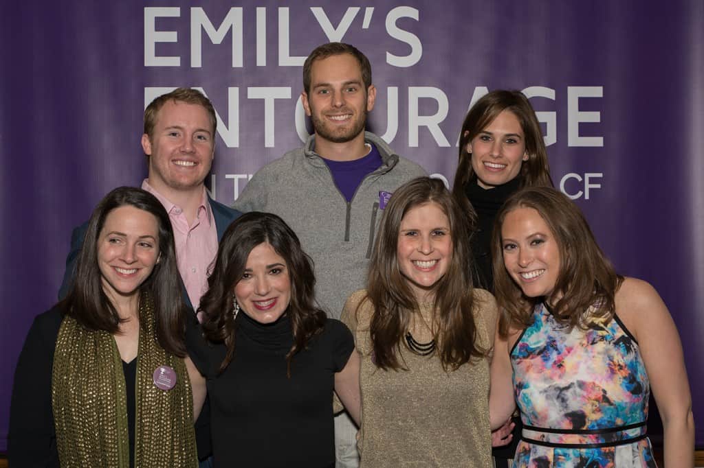 Six of the 2015 EE Champions are pictured with Emily at the Evening with Emily's Entourage Gala. [Four additional Champions are not pictured]